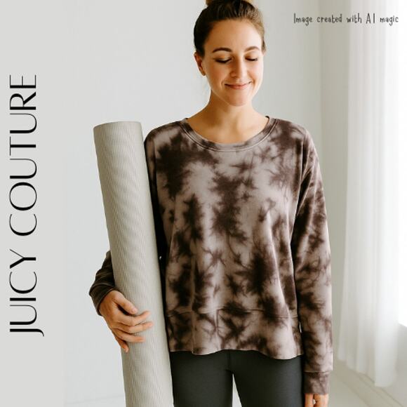 JUICY COUTURE Gray Tie Dye Sweatshirt, M - Picture 1 of 9